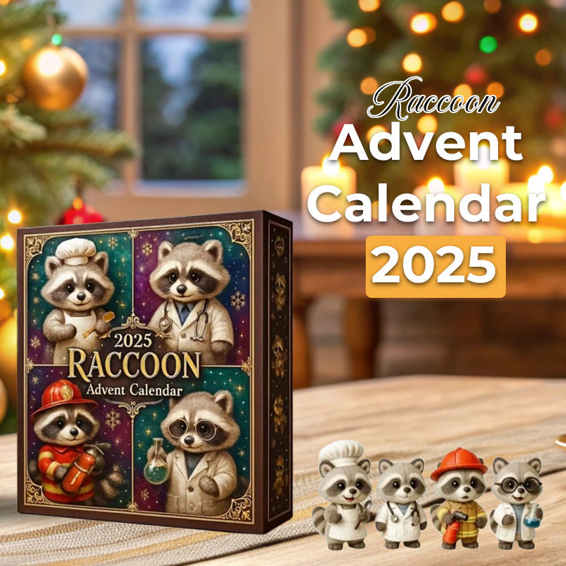 Raccoon Advent Calendar with 24 Raccoon Ornaments