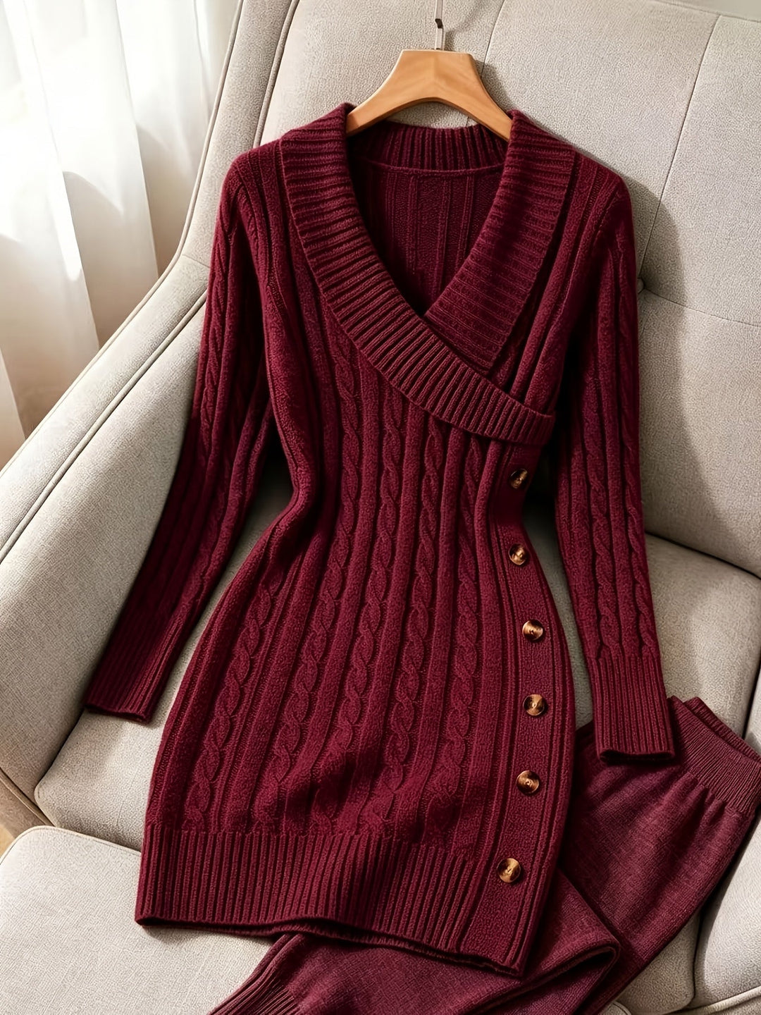 Ernestine™ | Women's Cable-Knit V-Neck Halloween Dress