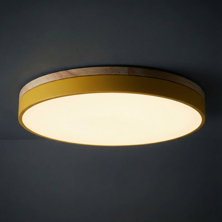 LED Round Flush Ceiling Light with Wood Trim — view 6