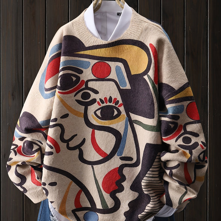 Camryn™ | Women's Abstract Art Print Round Neck Sweater