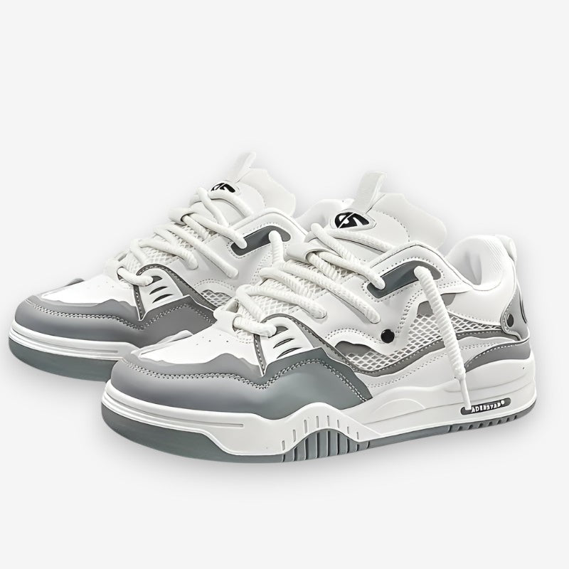Chunky Sole Lace-Up Sneakers with Geometric Panels