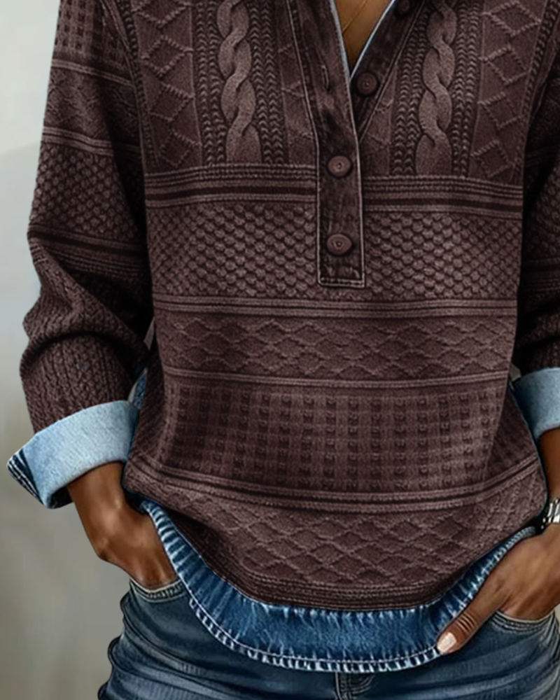 Dolores™ | Trendy Sweatshirt with Half Button & Collar