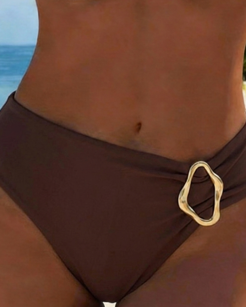 Bikini with garter belt and metal buckle, two-piece