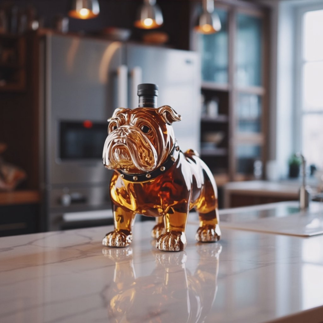 Bulldog Whisky Decanter in Sculpted Glass