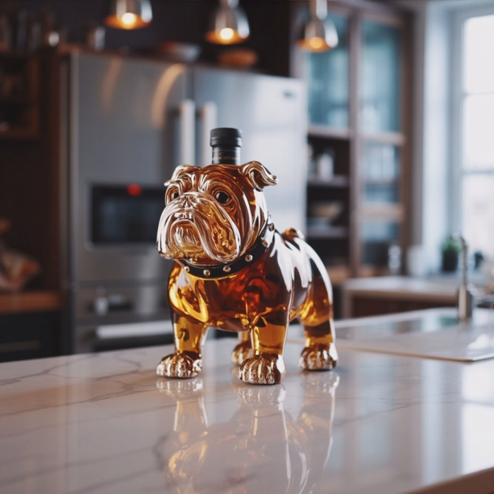 Bulldog Whisky Decanter in Sculpted Glass