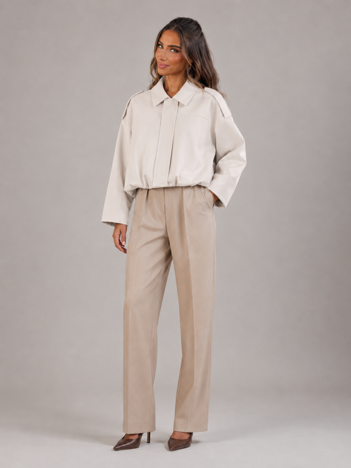 Faux Suede Oversized Shirt Jacket