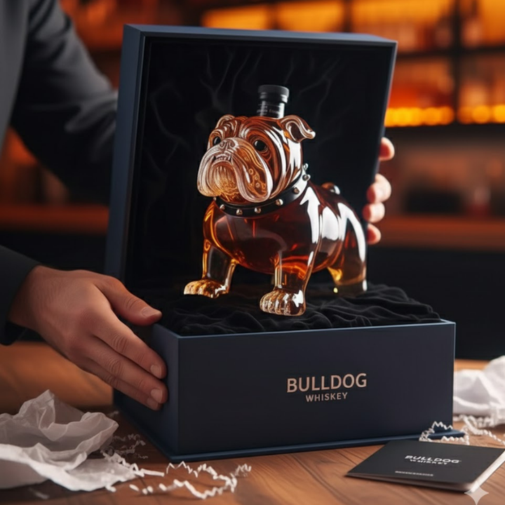 Bulldog Whisky Decanter in Sculpted Glass