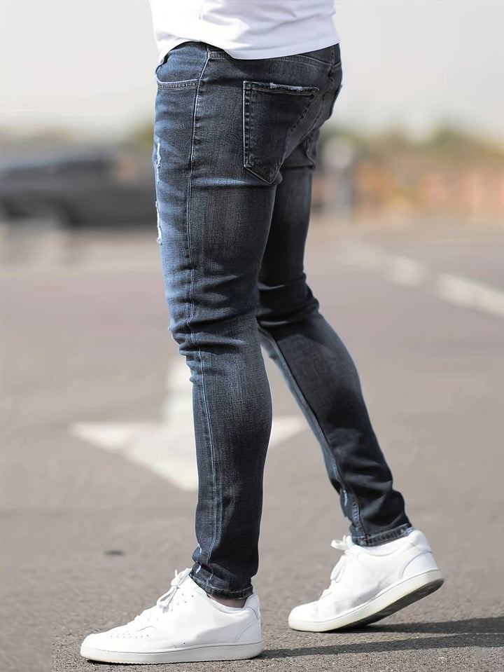 Dario™ | Men's Slim Stretch Jeans with Distressed Details