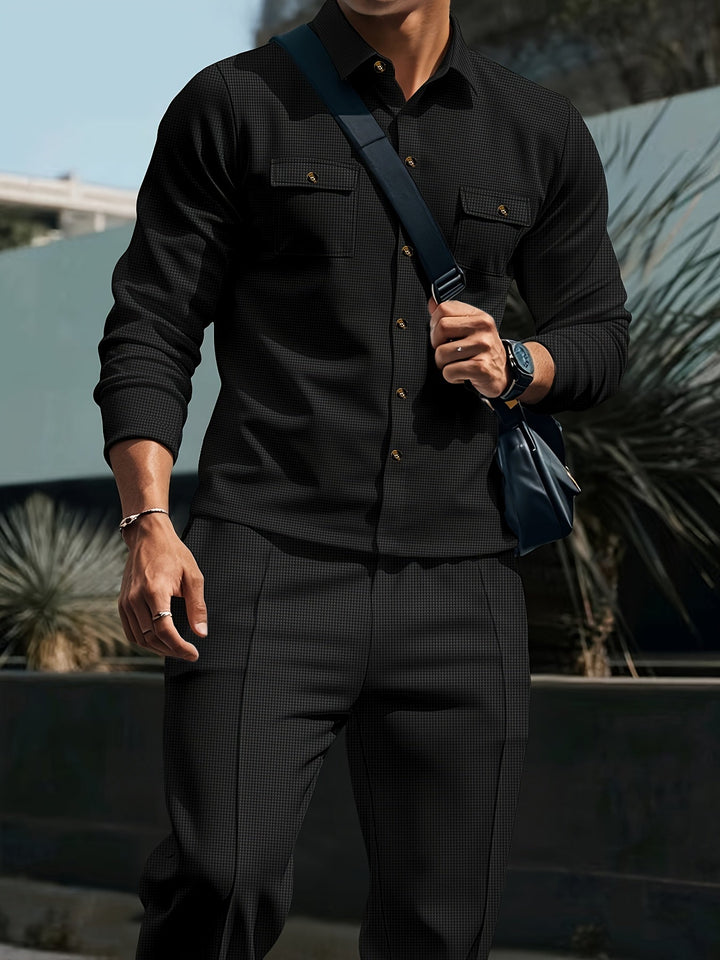 Valerian™ | Men's Two Piece Set with Button Front Shirt Jacket and Drawstring Trousers