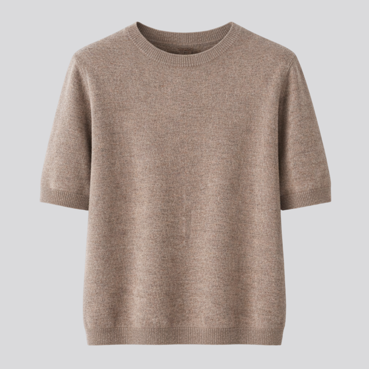 Oriane™ | Wool Blend Short Sleeve Knit T-Shirt with Round Neck