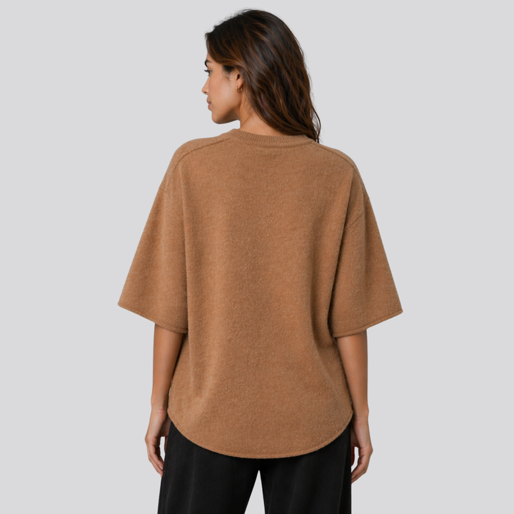 Caelia™ | Oversized Merino Wool T-Shirt with Dropped Shoulders