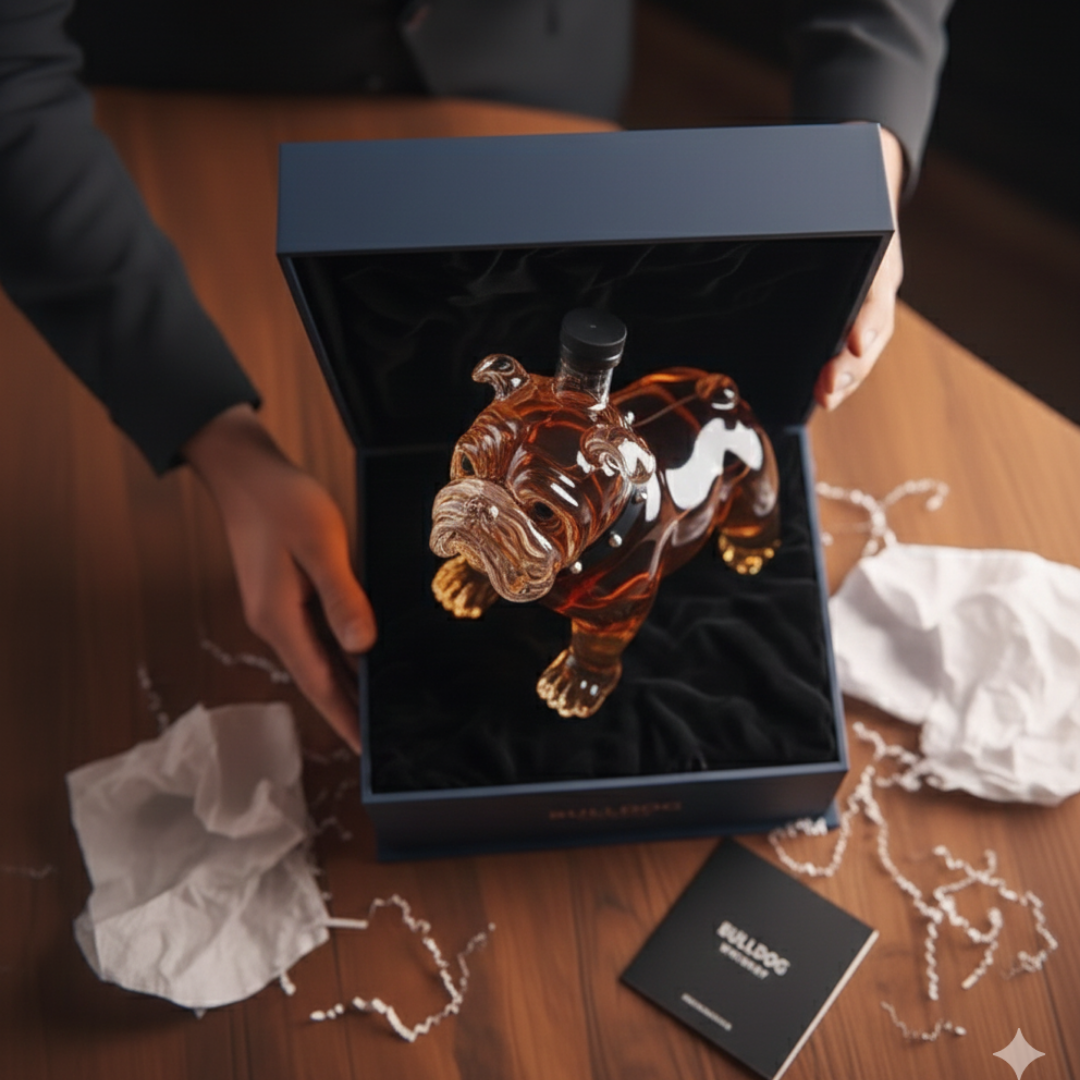 Bulldog Whisky Decanter in Sculpted Glass