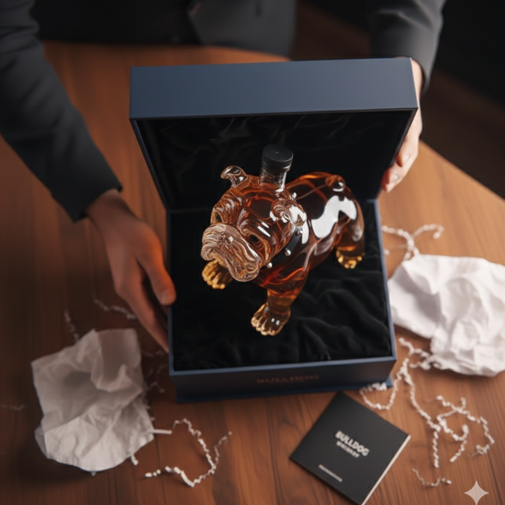 Bulldog Whisky Decanter in Sculpted Glass