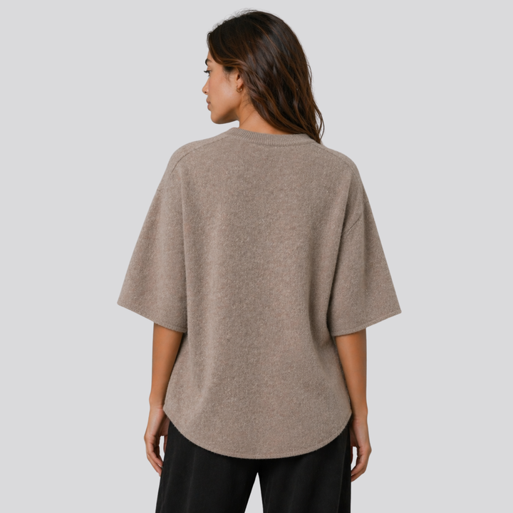 Caelia™ | Oversized Merino Wool T-Shirt with Dropped Shoulders