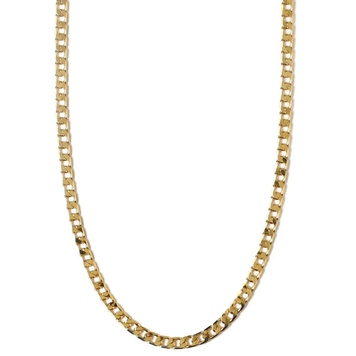 Flat curb chain necklace | Gold