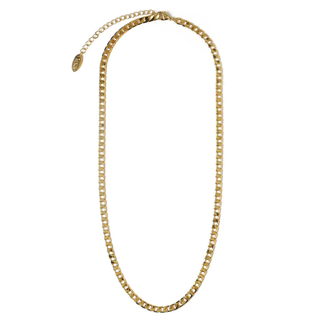 Flat curb chain necklace | Gold