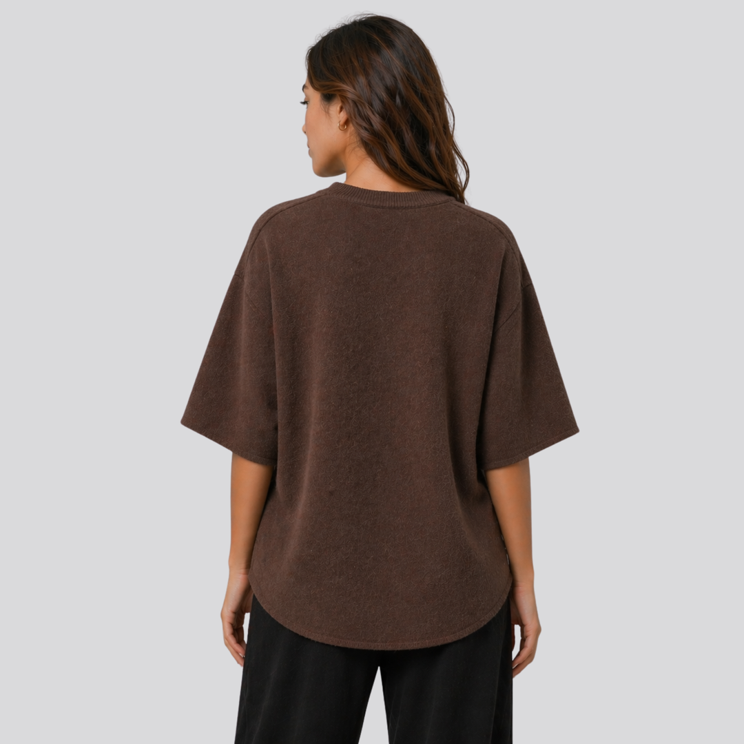 Caelia™ | Oversized Merino Wool T-Shirt with Dropped Shoulders