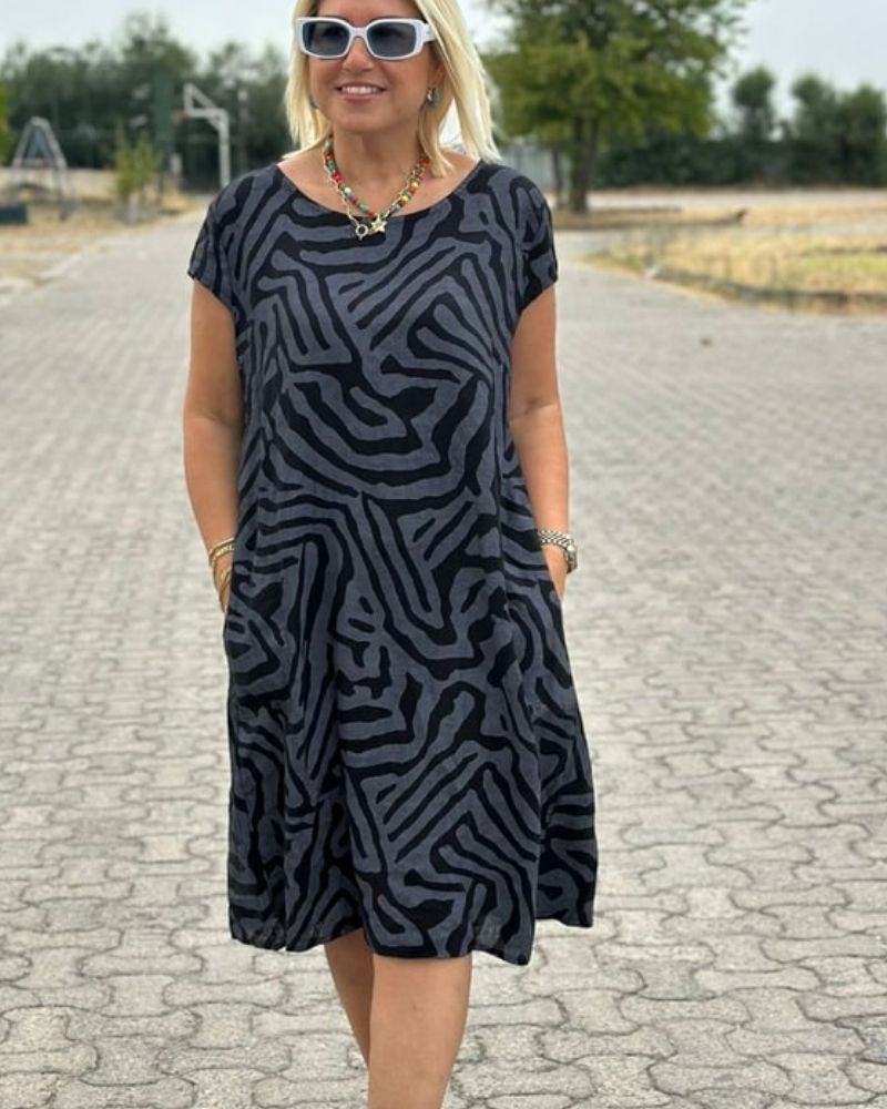 Nelia™ | Printed Summer Dress with Round Neckline