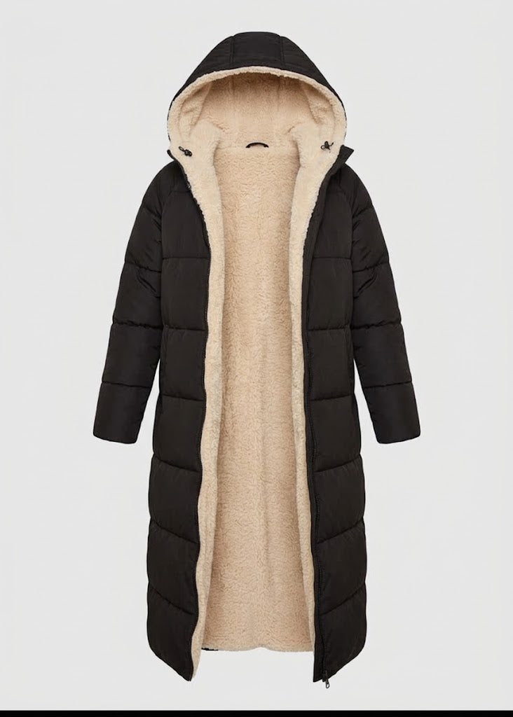 Yvaine™ | Women's Sherpa Lined Hooded Long Puffer Coat