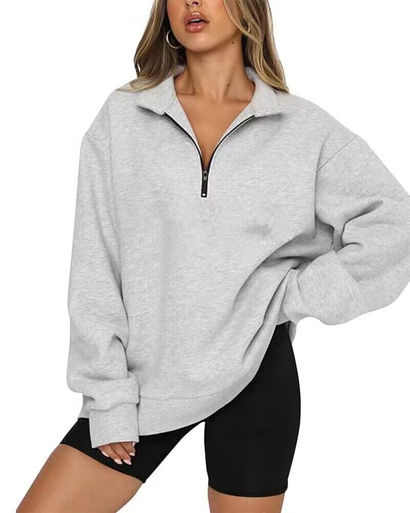 Velma™ | Women's Oversized Half Zip Collared Sweatshirt
