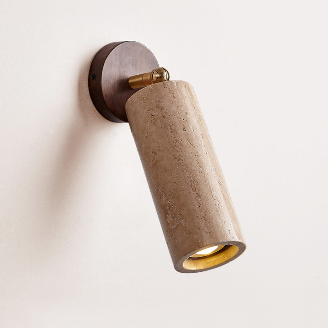 LED Travertine and Wood Wall Light — view 9