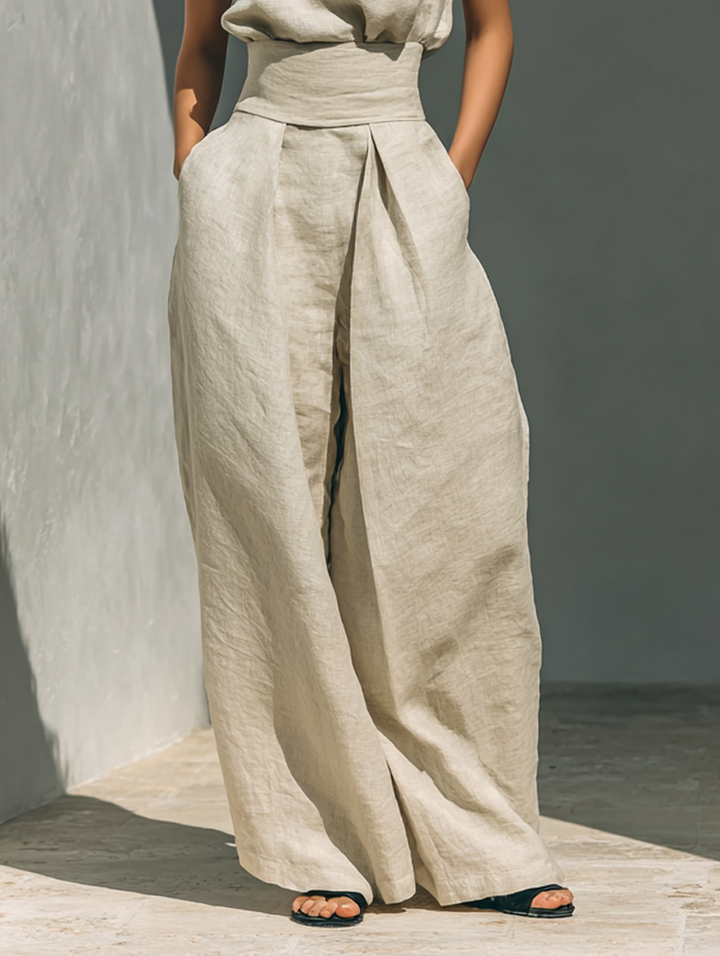 Maria™ | Minimalist Cotton & Linen Tank Top & Wide Leg Pants Set