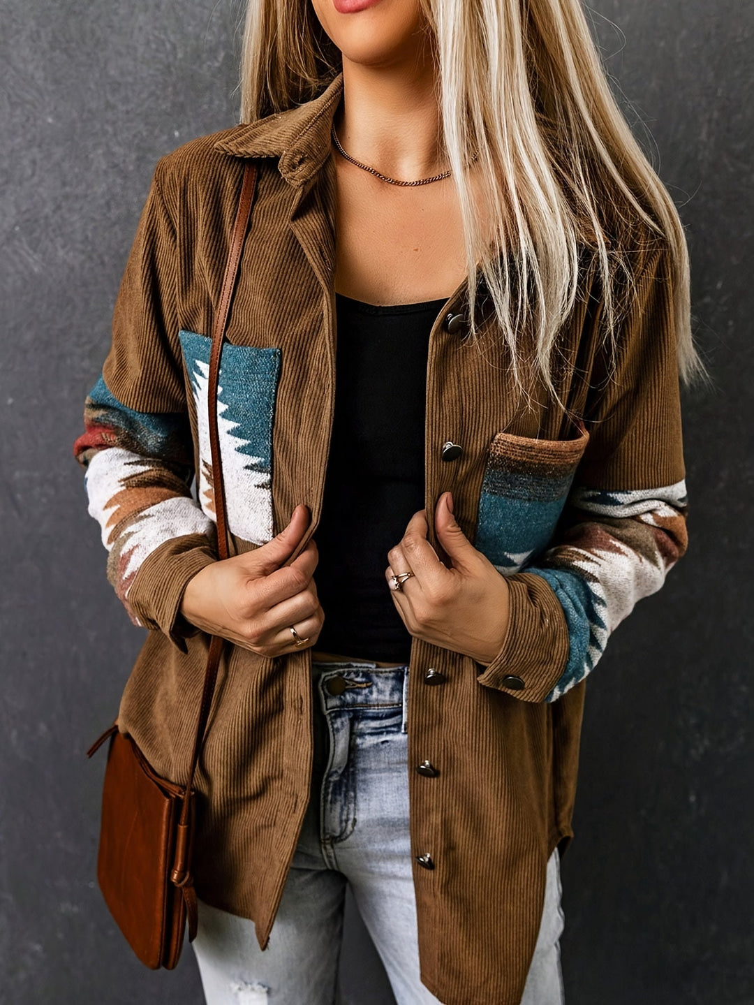 Marigold™ | Women's Southwestern Patterned Shirt Jacket with Snap Front
