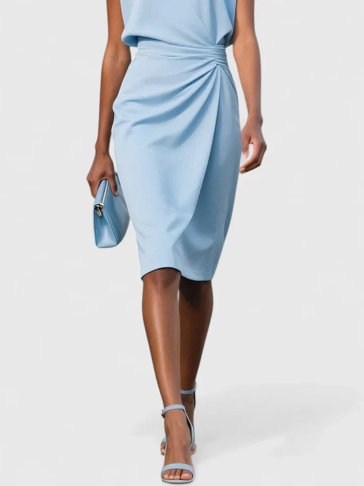 Honoria™ | Women's Draped Waist Sleeveless Midi Dress