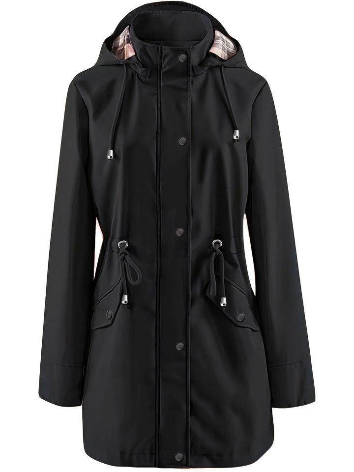Joyce™ | Women's Hooded Drawstring Rain Jacket in Plus Sizes