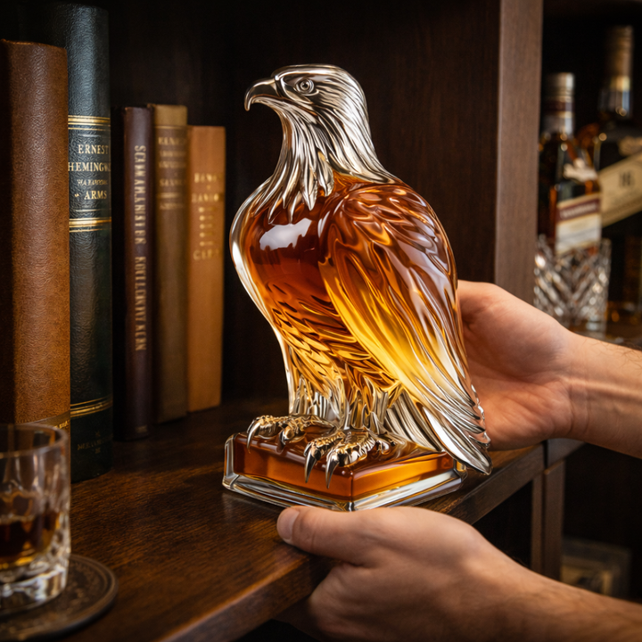 Perched Eagle Whisky Decanter in Sculpted Glass
