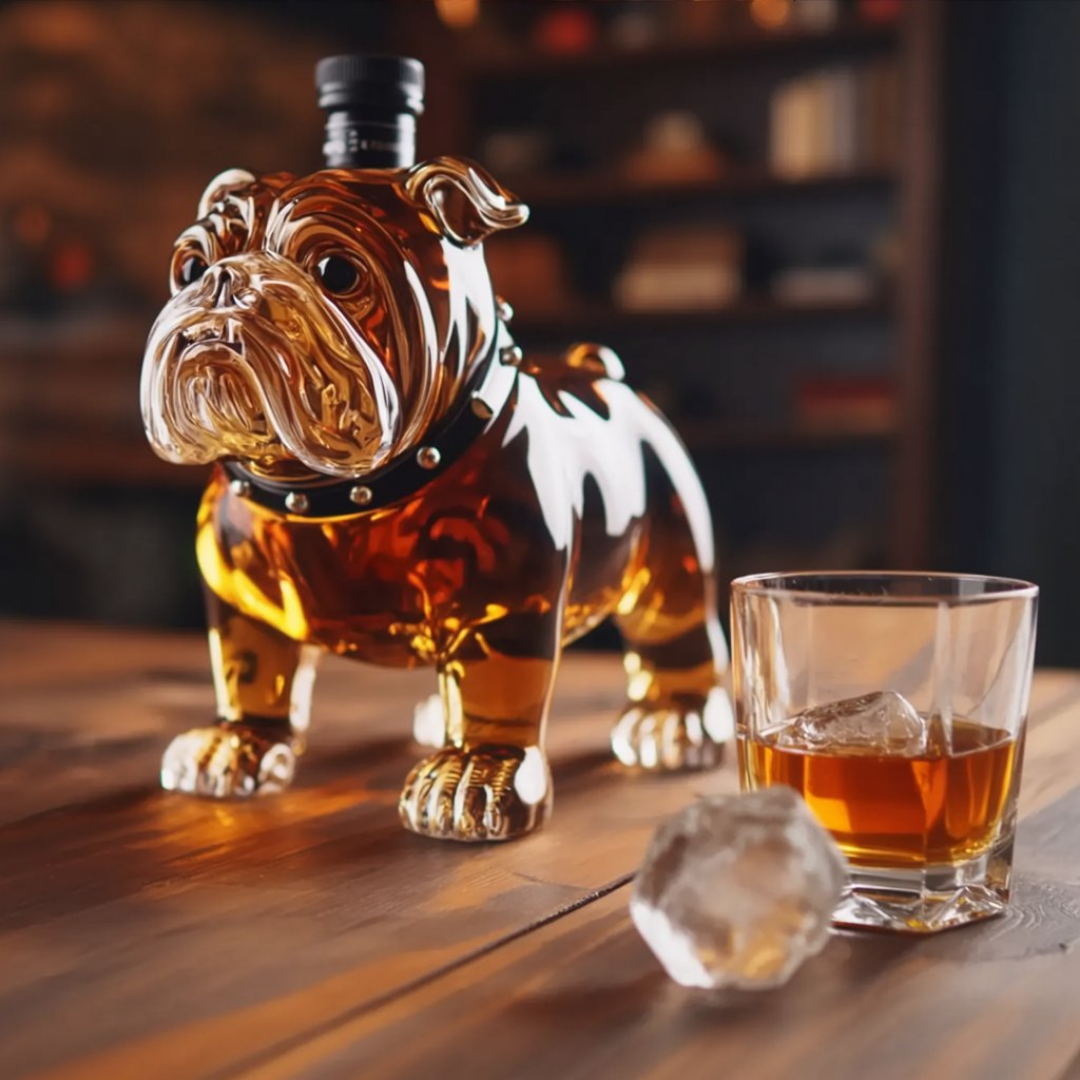 Bulldog Whisky Decanter in Sculpted Glass
