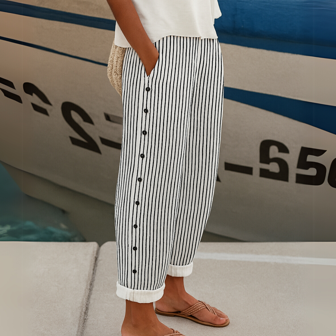 Caitlin | Striped Button-Up Pants