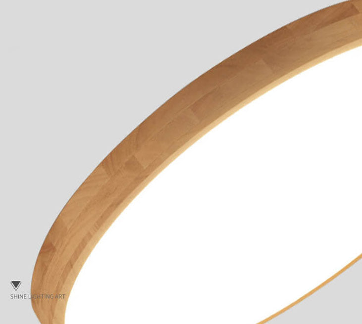 LED Ultra-Thin Solid Wood Round Flush Mount Ceiling Light — view 8