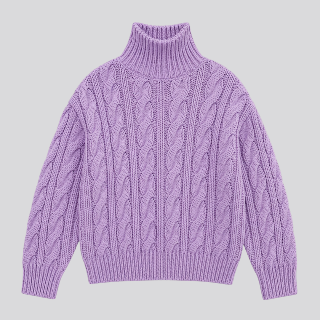 Emeline™ | Merino Wool Funnel Neck Sweater with Textured Knit