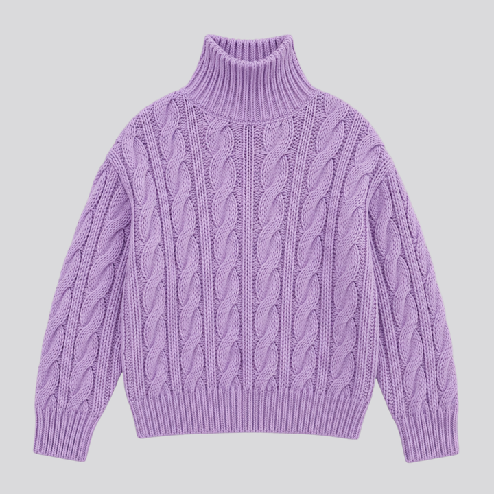 Emeline™ | Merino Wool Funnel Neck Sweater with Textured Knit