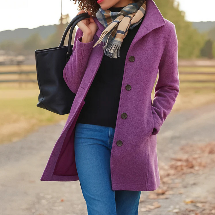 Liselotte™ | Women's Long Single Breasted Winter Coat with Notch Collar