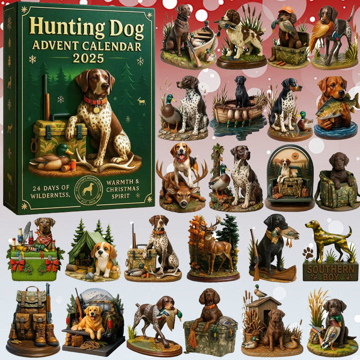 Hunting Dog Advent Calendar with 24 Dog Figurines