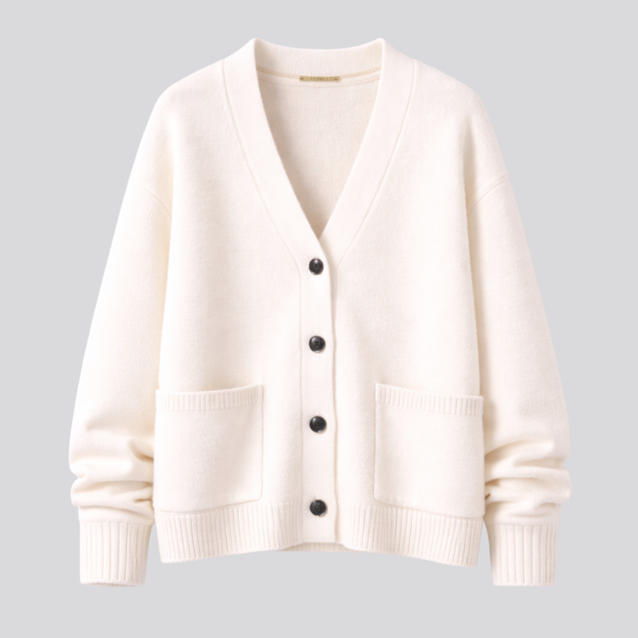 Astrid™ | Fine Knit Button-Front Cardigan with Ribbed Cuffs
