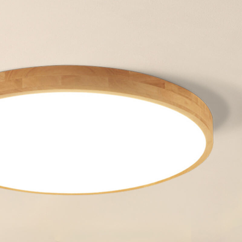 LED Ultra-Thin Solid Wood Round Flush Mount Ceiling Light — view 7