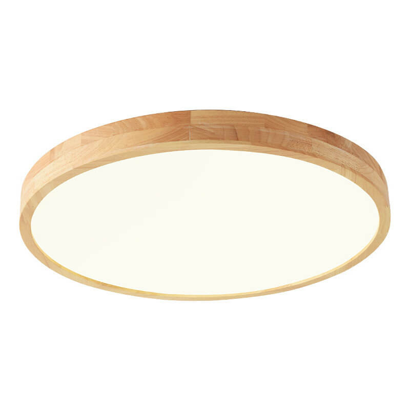 LED Ultra-Thin Solid Wood Round Flush Mount Ceiling Light — view 1