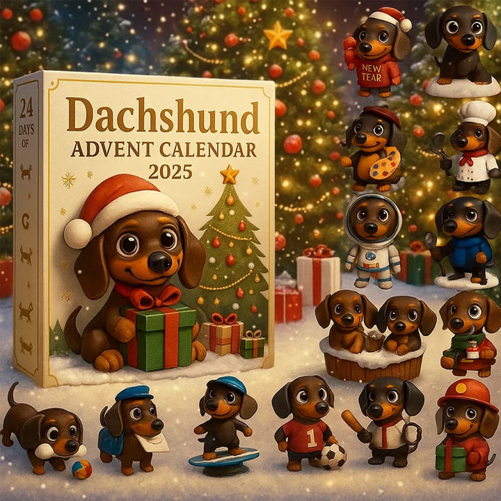 Dachshund Advent Calendar with 24 Dog Figurines