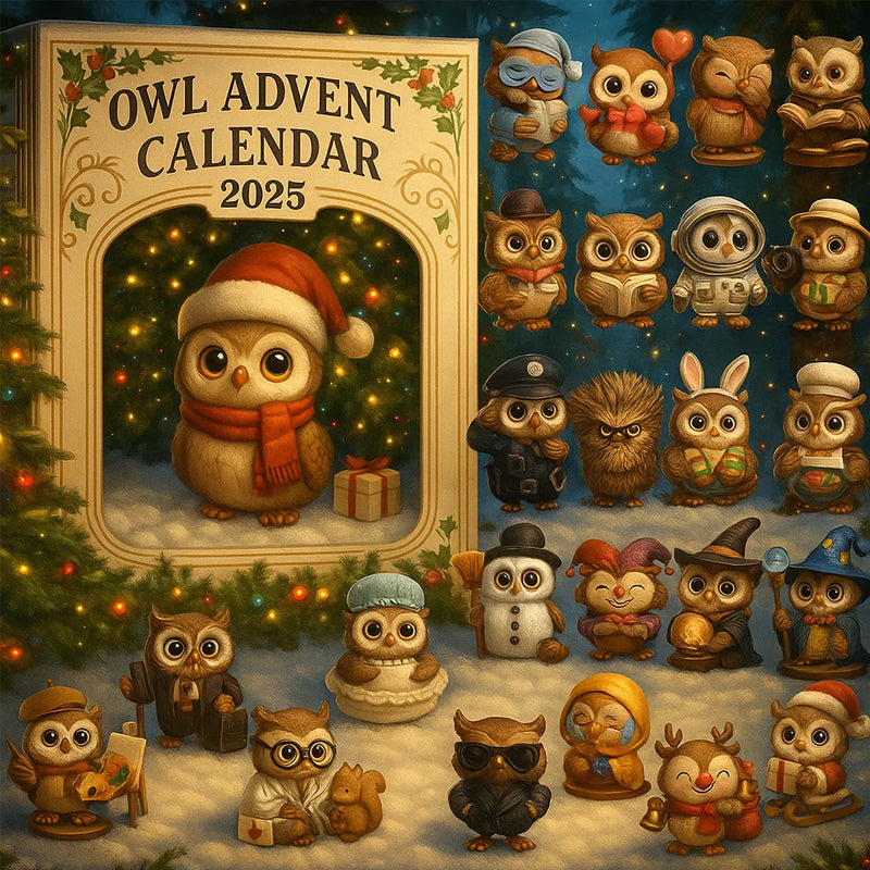Owl Advent Calendar with 24 Owl Figurines