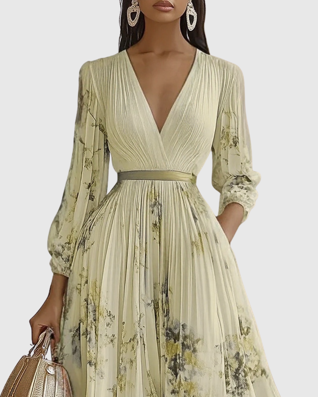 Rowella™ | Elegant Pleated Maxi Dress