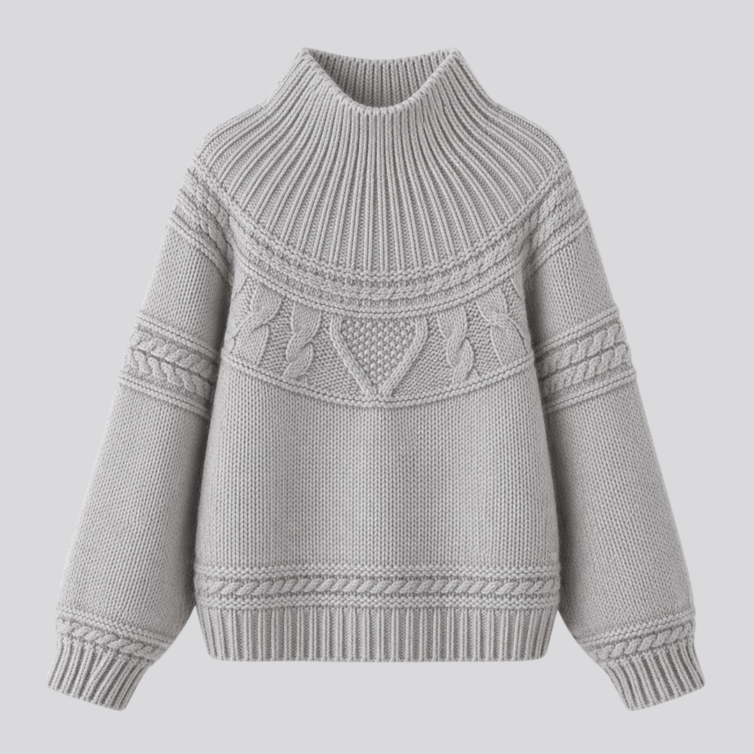 Lorelle™ | Merino Wool Cable Knit Sweater with Round Neck