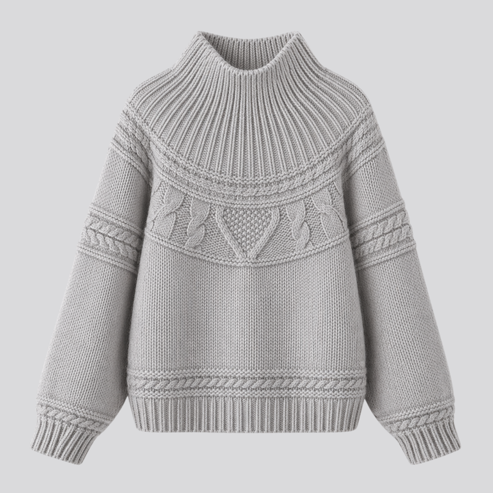 Lorelle™ | Merino Wool Cable Knit Sweater with Round Neck