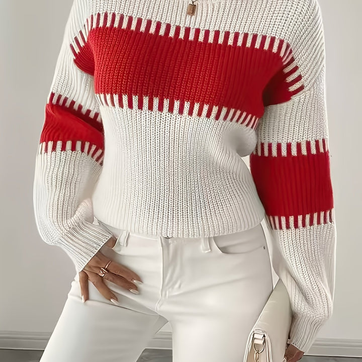 Thomasin™ | Women's Colour Block Striped Drop Shoulder Sweater