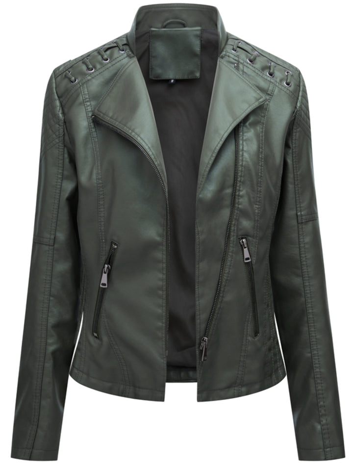 Violante™ | Women's Slim Fit Moto Jacket with Zip Front