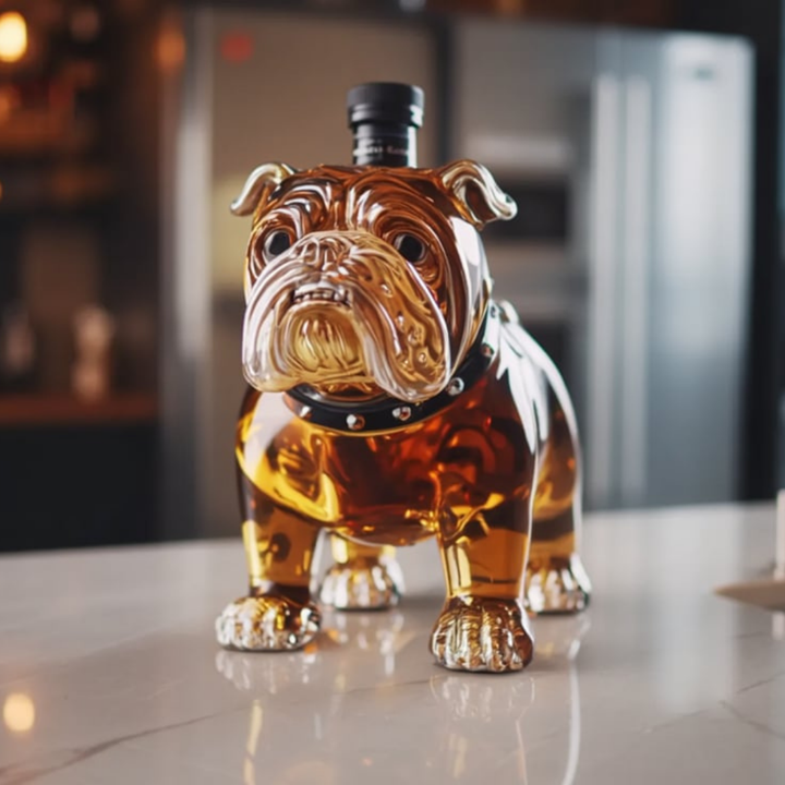 Bulldog Whisky Decanter in Sculpted Glass