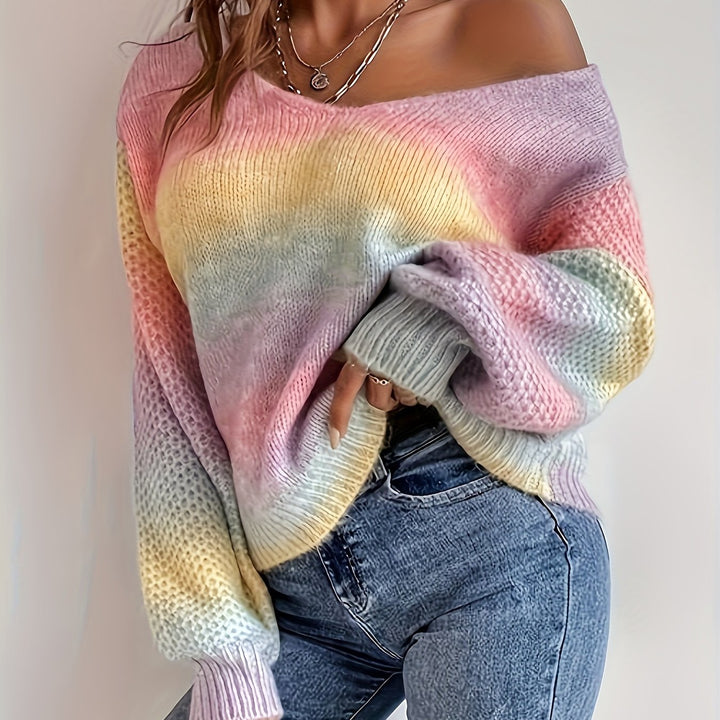 Erica™ | Women's Off Shoulder Gradient Knit Sweater