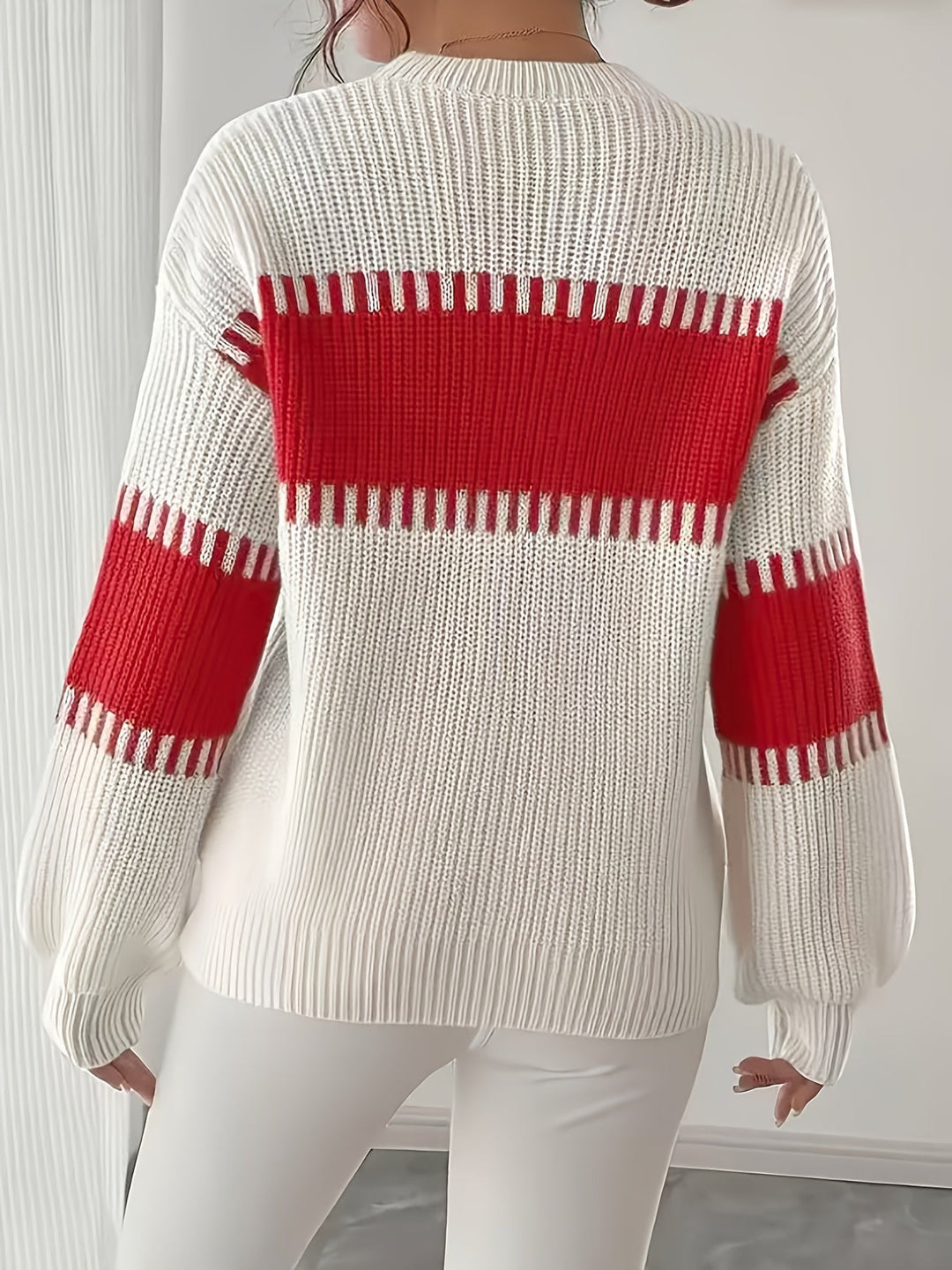Thomasin™ | Women's Colour Block Striped Drop Shoulder Sweater
